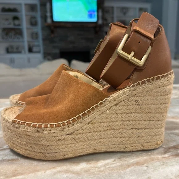 Women’s MARC FISHER LTD Alida Espadrille tan wedge sandals- Size 7.5 - Picture 4 of 8